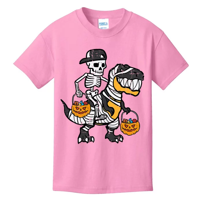 Skeleton Black Cap Dino Halloween Kids T-Shirt