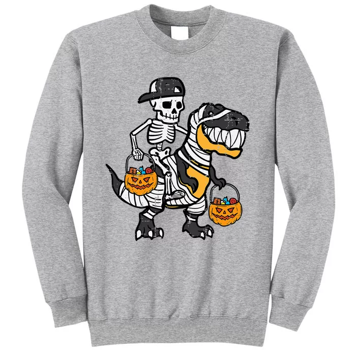 Skeleton Black Cap Dino Halloween Tall Sweatshirt