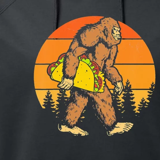 Sasquatch Bigfoot Carrying Taco Funny Cinco De Mayo Performance Fleece Hoodie