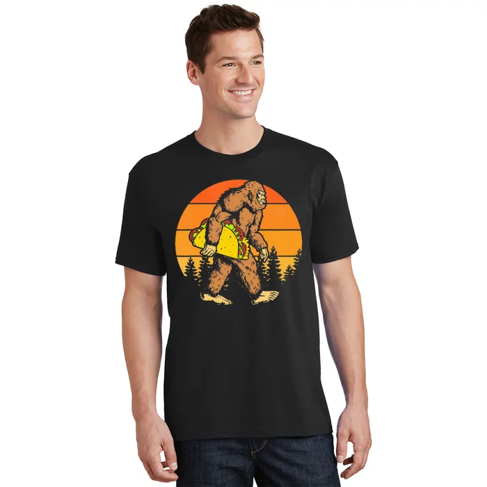 Sasquatch Bigfoot Carrying Taco Funny Cinco De Mayo T-Shirt