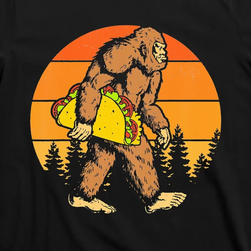 Sasquatch Bigfoot Carrying Taco Funny Cinco De Mayo T-Shirt