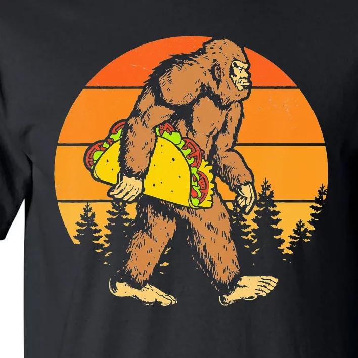 Sasquatch Bigfoot Carrying Taco Funny Cinco De Mayo Tall T-Shirt