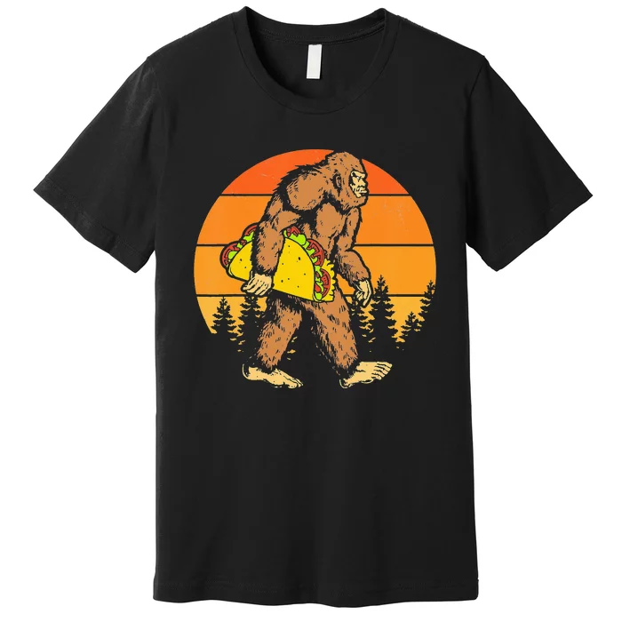 Sasquatch Bigfoot Carrying Taco Funny Cinco De Mayo Premium T-Shirt