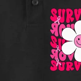 Survivor Breast Cancer Awareness Retro Groovy Breast Cancer Dry Zone Grid Performance Polo