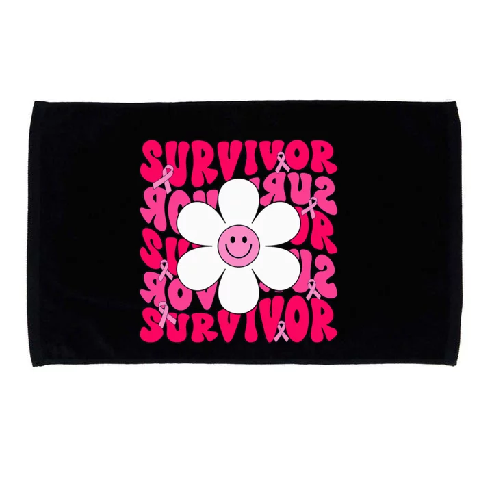 Survivor Breast Cancer Awareness Retro Groovy Breast Cancer Microfiber Hand Towel