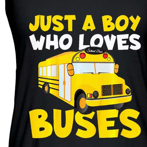 School Bus Costume Just A Boy Who Loves Buses Ladies Essential Flowy Tank