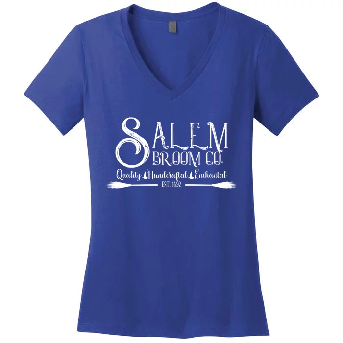 Salem Broom Company Established 1692 Vintage Halloween Witch Great Gift Women's V-Neck T-Shirt