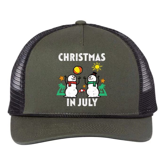 Snowman Beach Christmas In July Xmas Summer Retro Rope Trucker Hat Cap