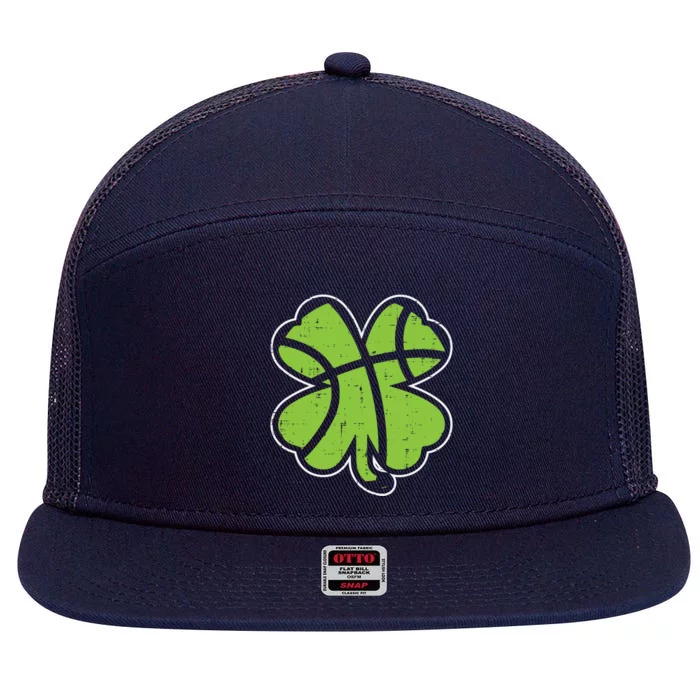 Shamrock Basketball Clover St Patricks Day Lucky Sports Gift 7 Panel Mesh Trucker Snapback Hat