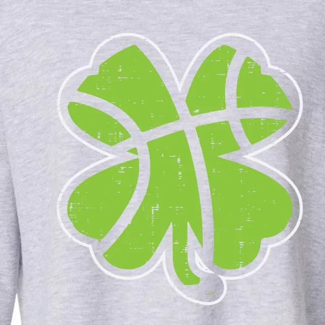 Shamrock Basketball Clover St Patricks Day Lucky Sports Gift Cropped Pullover Crew