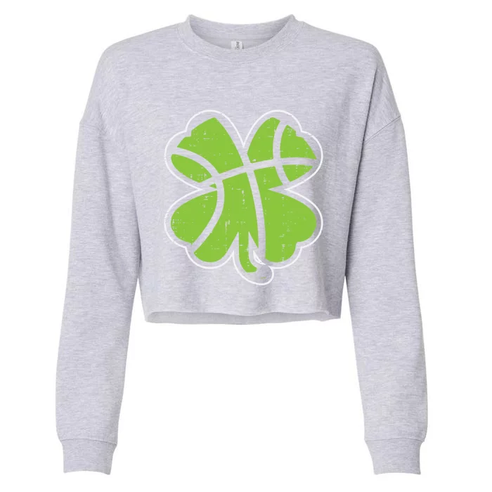 Shamrock Basketball Clover St Patricks Day Lucky Sports Gift Cropped Pullover Crew