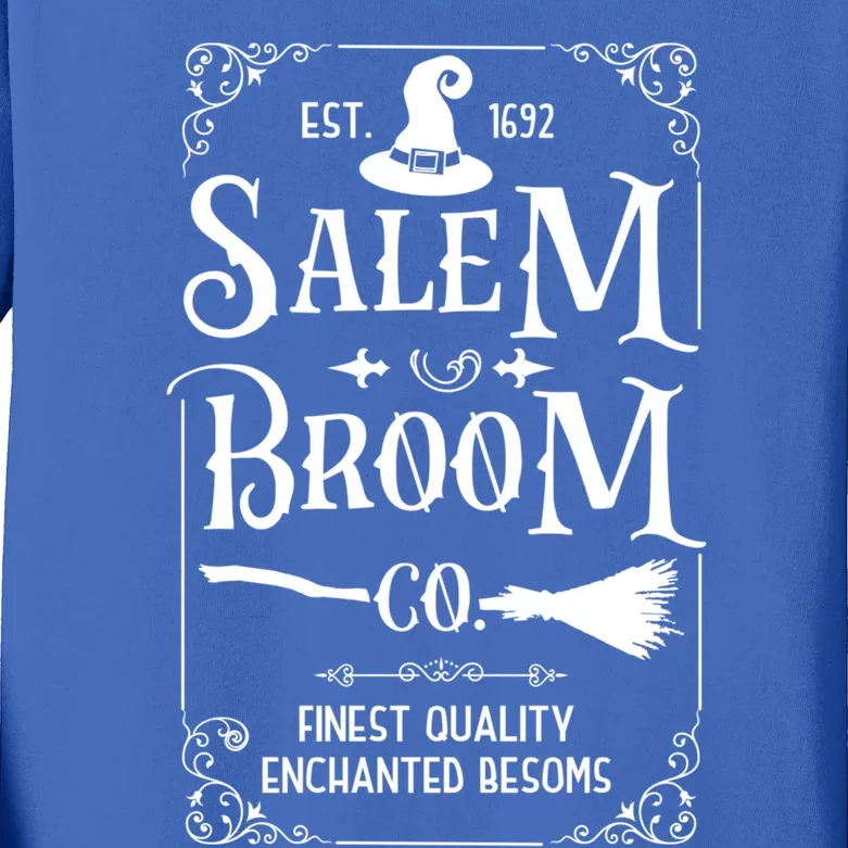 Salem Broom Co Est 1692 Funny Witch Halloween Witchcraft Gift Kids Long Sleeve Shirt