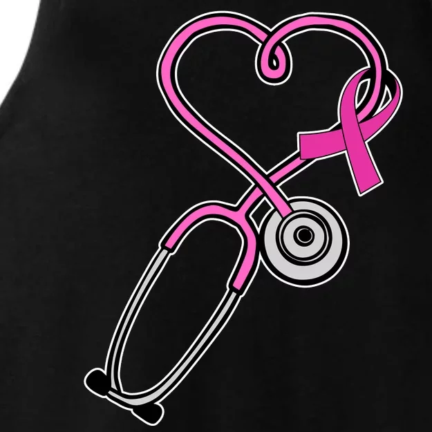 Stethoscope Breast Cancer Awareness Ribbon Ladies Tri-Blend Wicking Tank