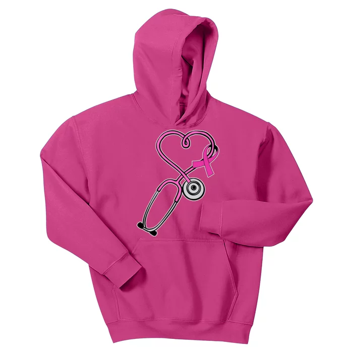 Stethoscope Breast Cancer Awareness Ribbon Kids Hoodie