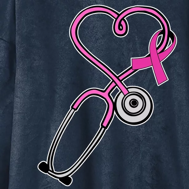 Stethoscope Breast Cancer Awareness Ribbon Hooded Wearable Blanket