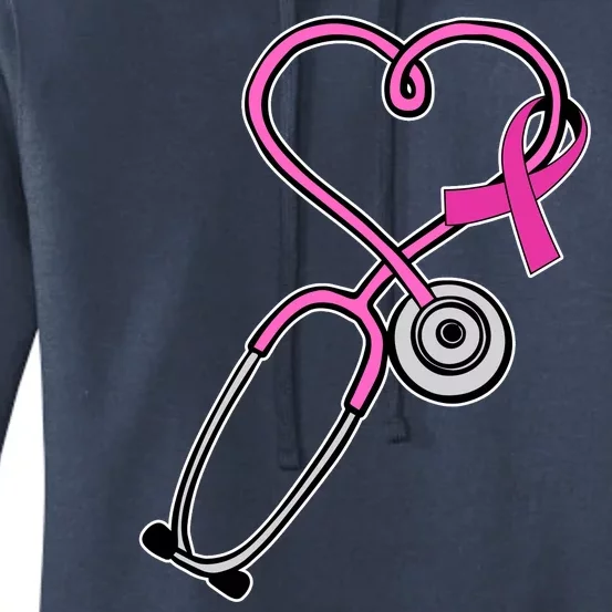 Stethoscope Breast Cancer Awareness Ribbon Women's Pullover Hoodie