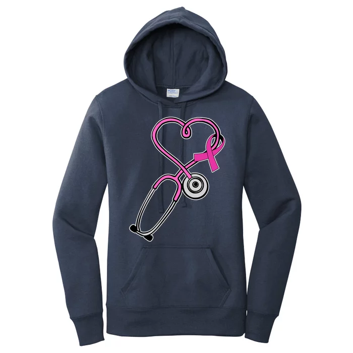 Stethoscope Breast Cancer Awareness Ribbon Women's Pullover Hoodie