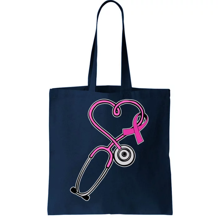 Stethoscope Breast Cancer Awareness Ribbon Tote Bag