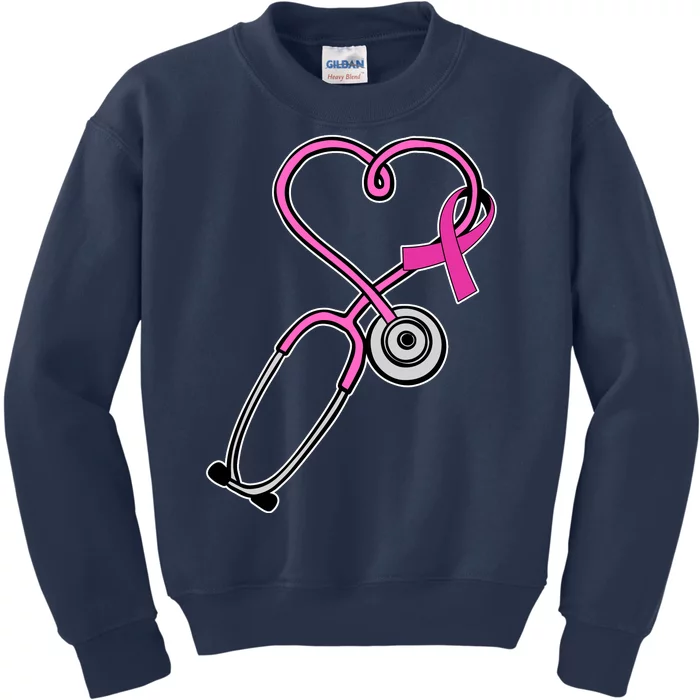 Stethoscope Breast Cancer Awareness Ribbon Kids Sweatshirt