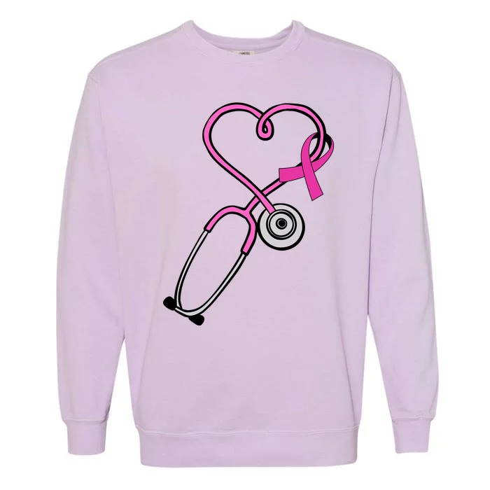 Stethoscope Breast Cancer Awareness Ribbon Garment-Dyed Sweatshirt