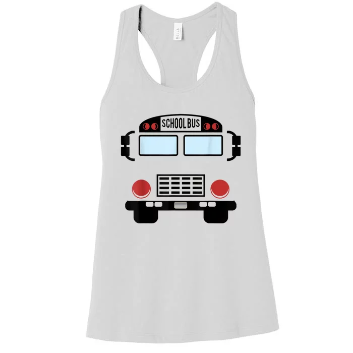 School Bus Costume Funny Yellow School Bus Driver Women's Racerback Tank