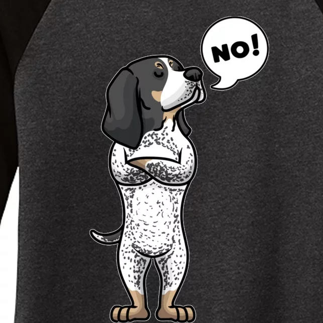 Stubborn Bluetick Coonhound Dog Women's Tri-Blend 3/4-Sleeve Raglan Shirt