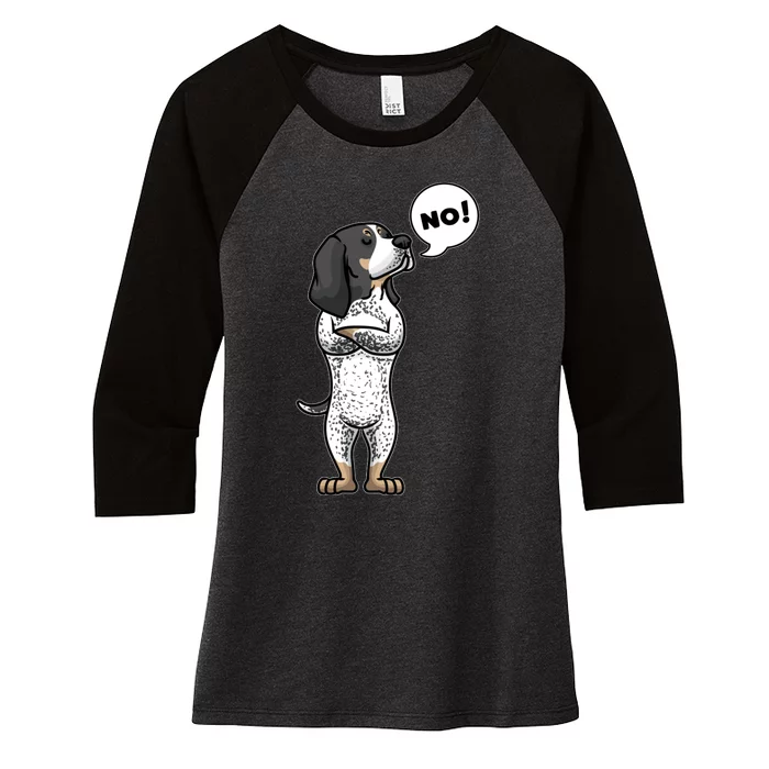 Stubborn Bluetick Coonhound Dog Women's Tri-Blend 3/4-Sleeve Raglan Shirt