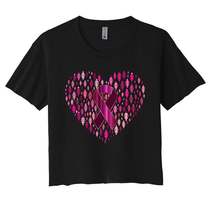 Support Breast Cancer Awareness Love Women's Crop Top Tee