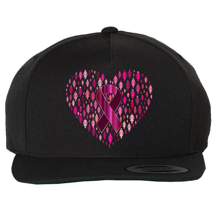 Support Breast Cancer Awareness Love Wool Snapback Cap