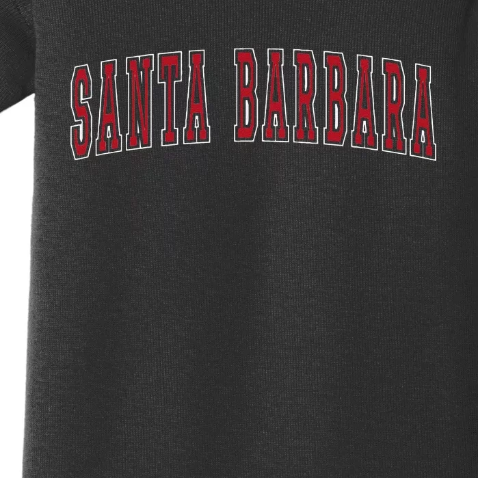 Santa Barbara California Souvenir Vacation College Style Red Baby Bodysuit