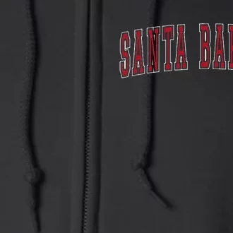 Santa Barbara California Souvenir Vacation College Style Red Full Zip Hoodie