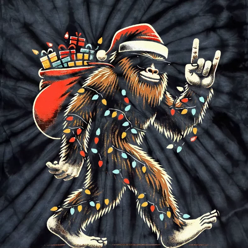 Santa Bigfoot Christmas Lights Funny Sasquatch Believe Tie-Dye T-Shirt