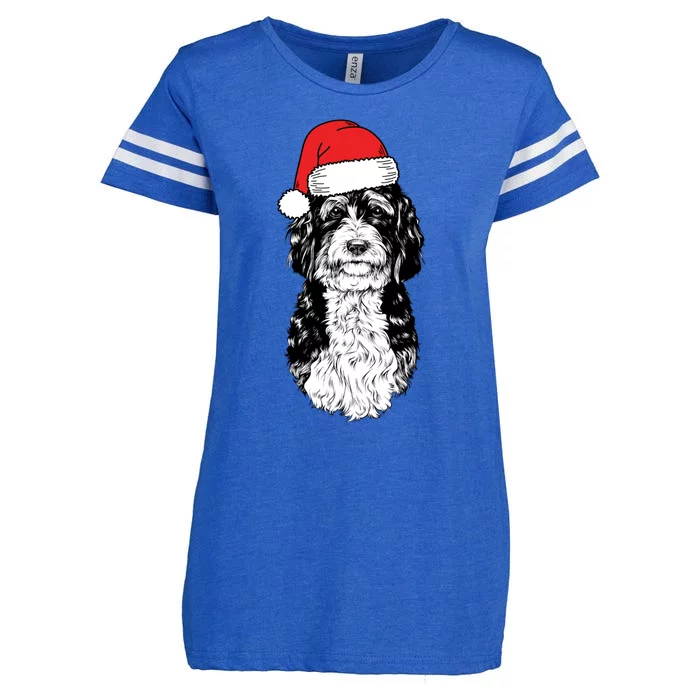 Santa Bernedoodle Doodle Dog Ugly Christmas Gift Enza Ladies Jersey Football T-Shirt