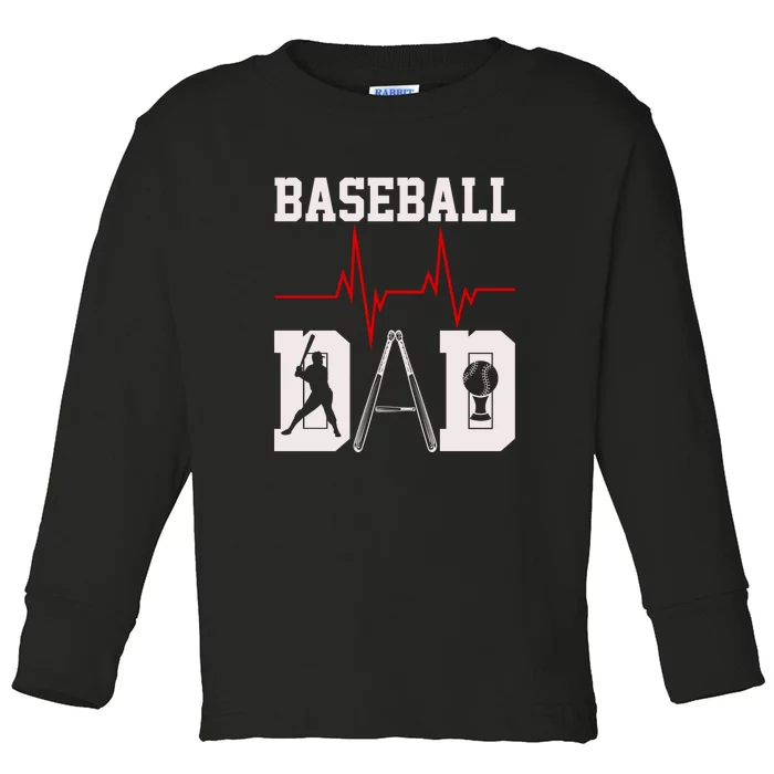 Sport Baseball Dad Family Gift For Baseball Family Father's Day Toddler Long Sleeve Shirt