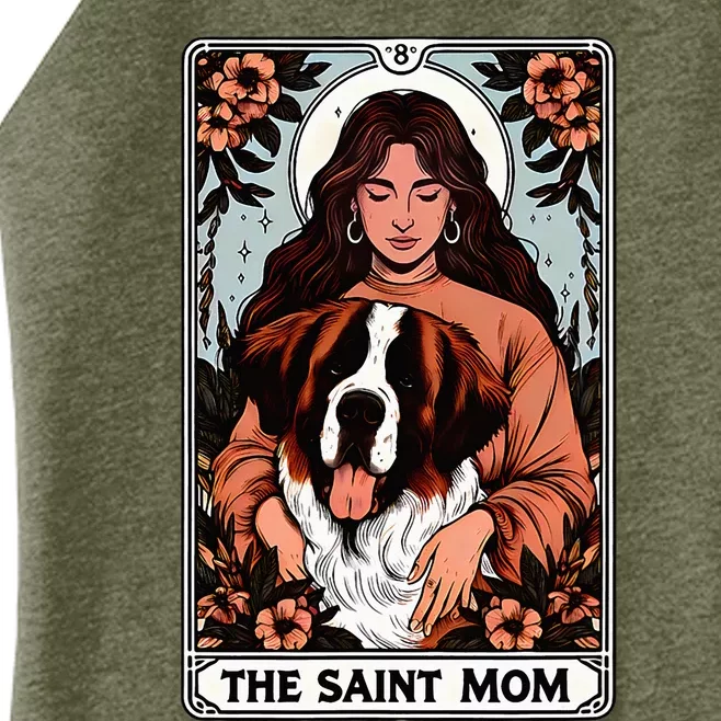 Saint Bernard Dog Mom Tarot Card Women’s Perfect Tri Rocker Tank