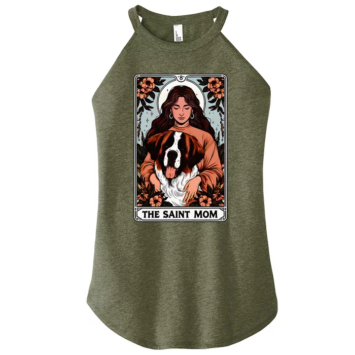 Saint Bernard Dog Mom Tarot Card Women’s Perfect Tri Rocker Tank