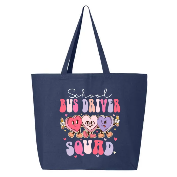 School Bus Driver Squad Retro Groovy Valentines Day 25L Jumbo Tote