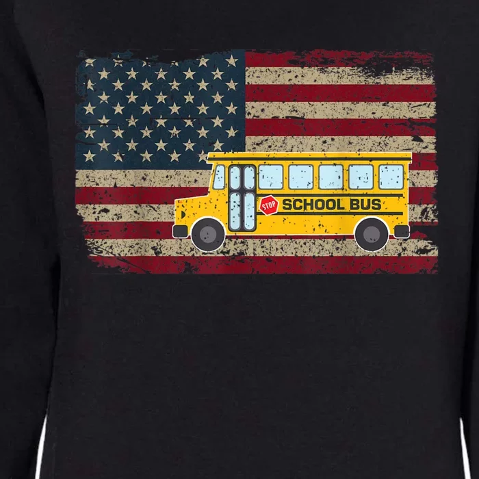 School Bus Driver American Flag USA Driving School Bus Womens California Wash Sweatshirt