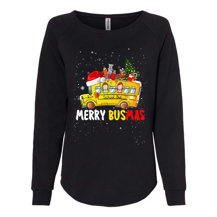 School Bus Driver Christmas Pajamas Merry Busmas Xmas Ugly Womens California Wash Sweatshirt