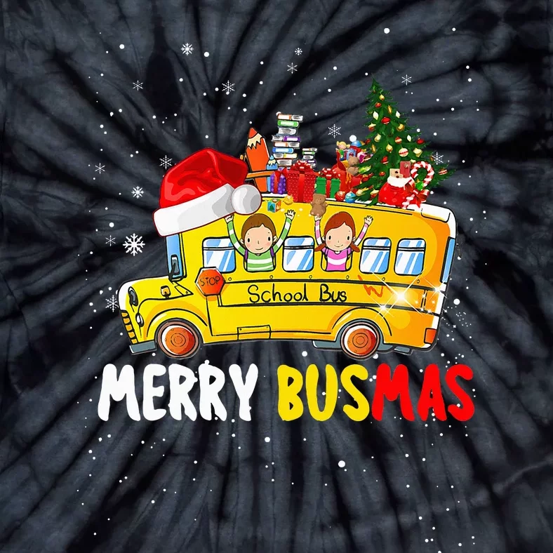 School Bus Driver Christmas Pajamas Merry Busmas Xmas Ugly Tie-Dye T-Shirt