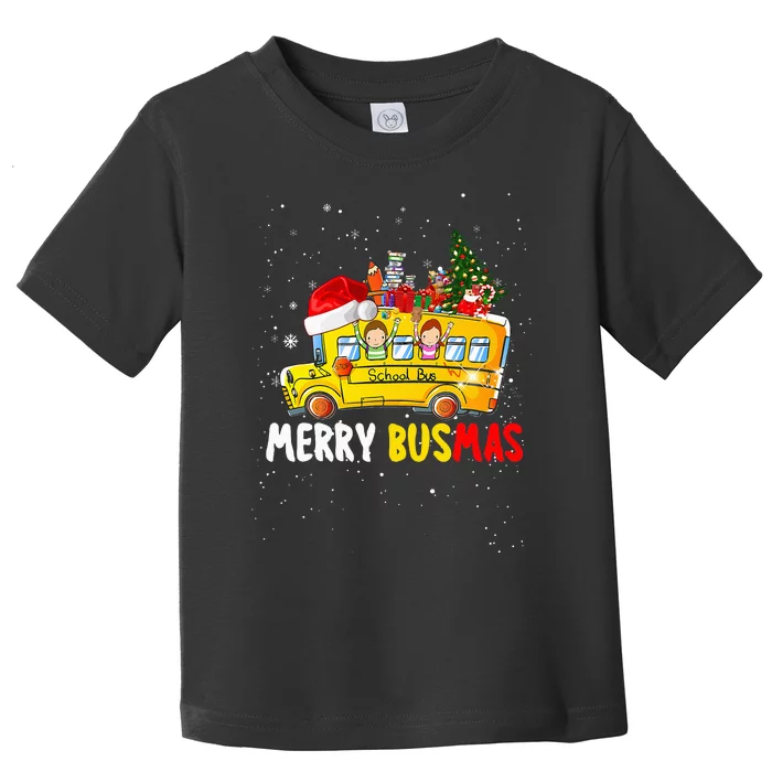 School Bus Driver Christmas Pajamas Merry Busmas Xmas Ugly Toddler T-Shirt