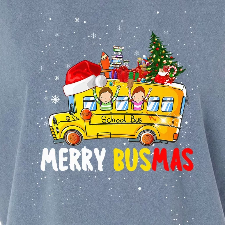 School Bus Driver Christmas Pajamas Merry Busmas Xmas Ugly Garment-Dyed Women's Muscle Tee