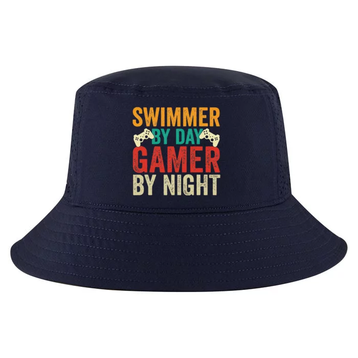 Swimmer By Day Gamer By Night Swimming Funny Cool Comfort Performance Bucket Hat