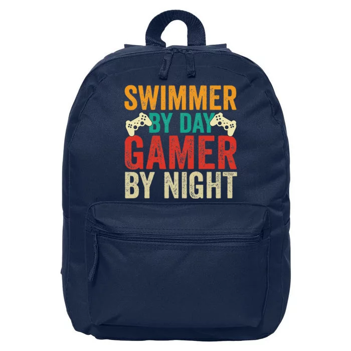 Swimmer By Day Gamer By Night Swimming Funny 16 in Basic Backpack