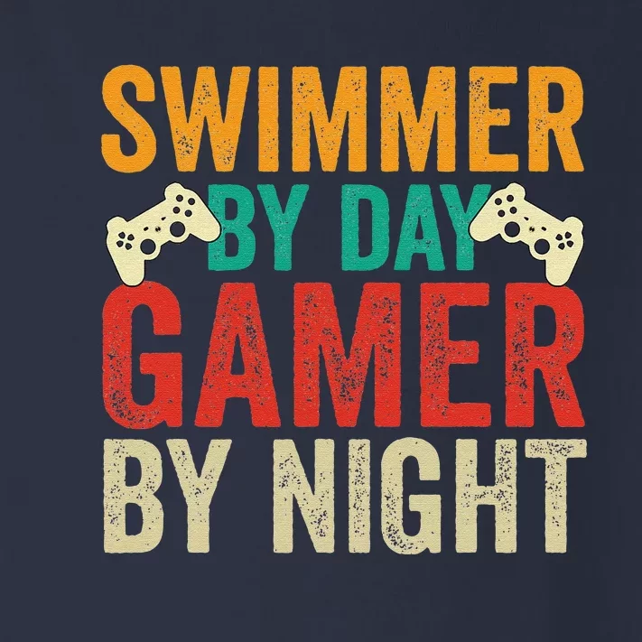 Swimmer By Day Gamer By Night Swimming Funny Toddler Long Sleeve Shirt