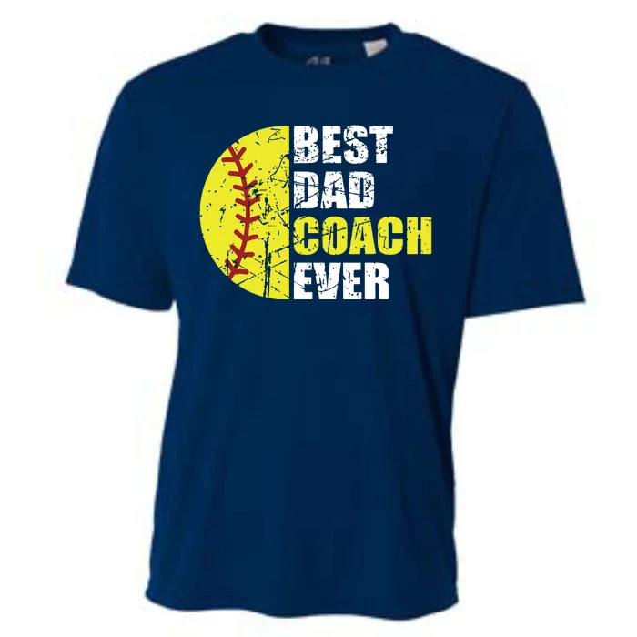 Softball Best Dad Coach Ever Retro Father Softball Coach Dad Cooling Performance Crew T-Shirt