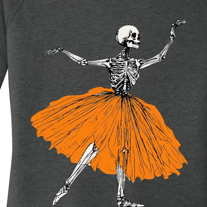 Skeleton Ballerina Dance Tutu Spooky Ballet Dancer Halloween Women's Perfect Tri Tunic Long Sleeve Shirt