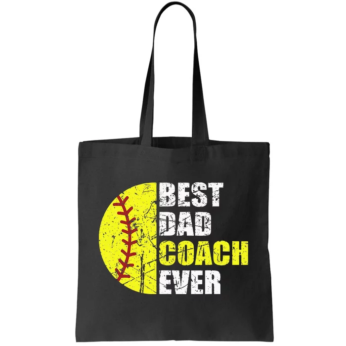 Softball Best Dad Coach Ever Retro Father Softball Coach Dad Tote Bag