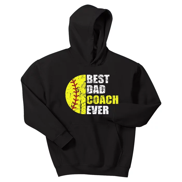 Softball Best Dad Coach Ever Retro Father Softball Coach Dad Kids Hoodie