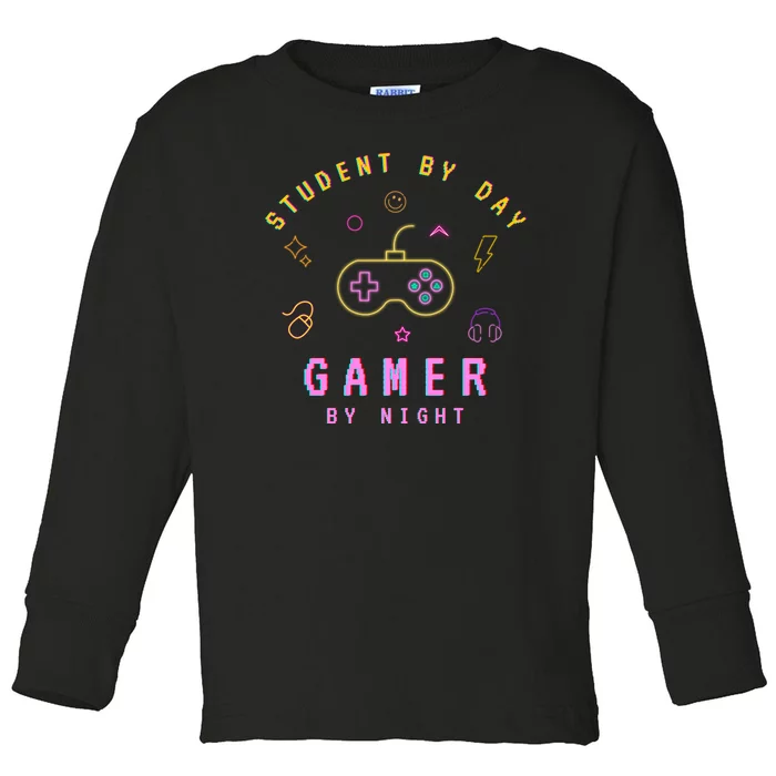 Student By Day Gamer By Night Toddler Long Sleeve Shirt